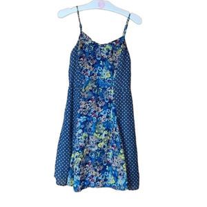 •XHILARATION• blue multi patterned flower dress in size small